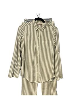 Victoria’s Secret Gray White Striped Pajama Set Metallic Silver Cozy Lounge Sm